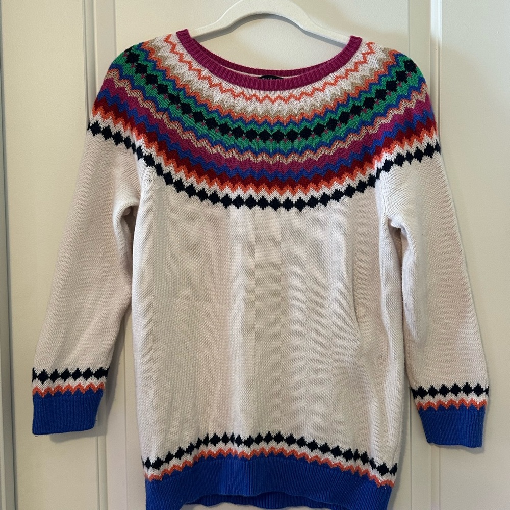 Talbots 3/4 sleeve multicolor fair isle sweater